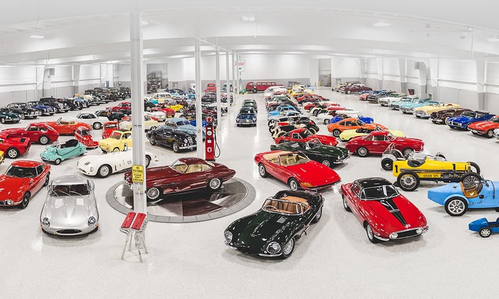 Exclusive car collection in storage facility